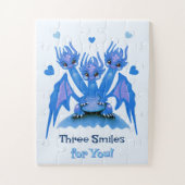 Blauwe draak met drie koppen legpuzzel (Verticaal)