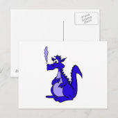 Blauwe draak met rook briefkaart (Voorkant / Achterkant)