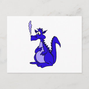 Blauwe draak met rook briefkaart