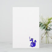 Blauwe draak met rook briefpapier (Staand voorkant)