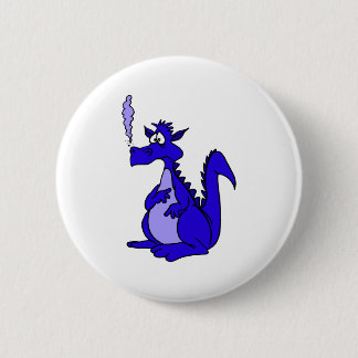 Blauwe draak met rook ronde button 5,7 cm