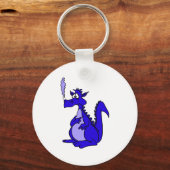 Blauwe draak met rook sleutelhanger (Voorkant)