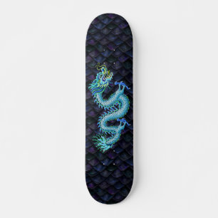 Blauwe Draak op Draakenschubben Persoonlijk Skateboard