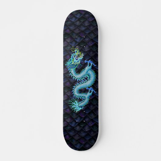 Blauwe Draak op Draakenschubben Persoonlijk Skateboard (Voorkant)