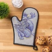 Blauwe draak ovenwant (Top down)