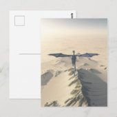 Blauwe draak over winterbergen briefkaart (Voorkant / Achterkant)