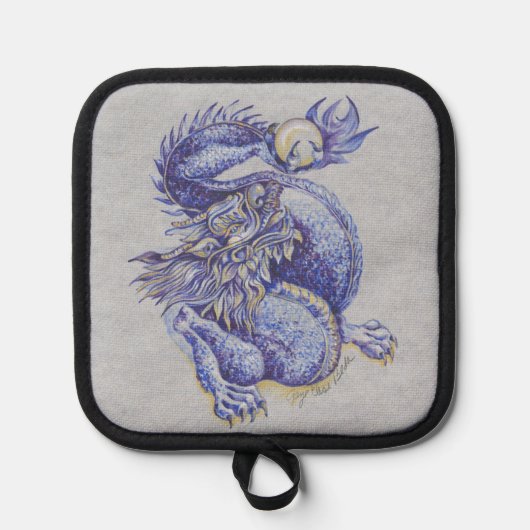 Blauwe draak pannenlap (Voorkant)