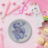 Blauwe draak papieren bordje (Feest)