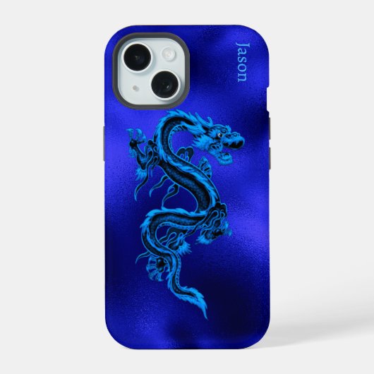Blauwe Draak Persoonlijk iPhone 15 Case (Achterkant)
