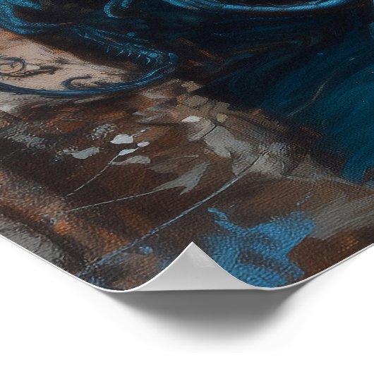 Blauwe draak poster (Hoek)