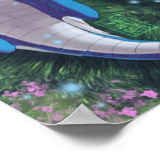 Blauwe draak poster (Hoek)