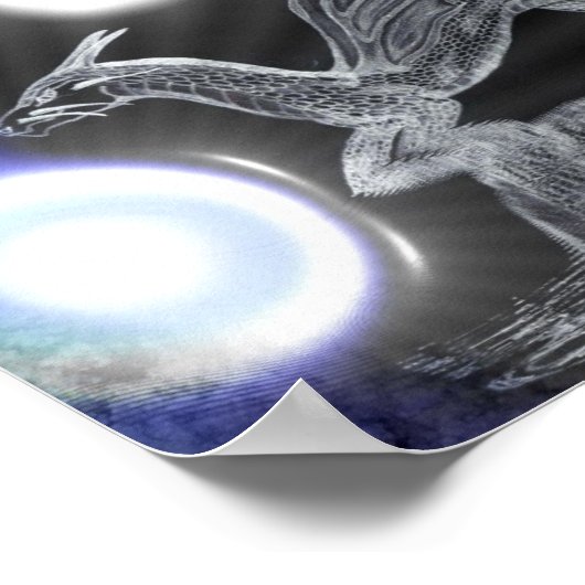 Blauwe draak poster (Hoek)