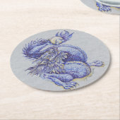 Blauwe draak ronde kartonnen onderzetter (Gebogen)