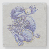 Blauwe draak stenen onderzetter (Voorkant)