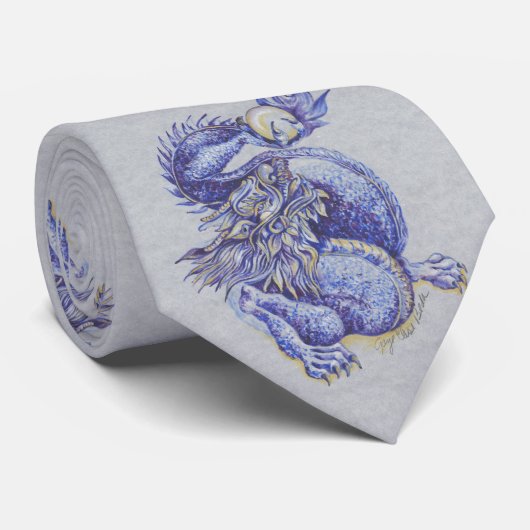 Blauwe draak stropdas (Opgerold)