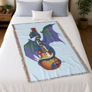 Blauwe Draak Sunburst Gitaar Muziek Deken