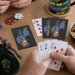 Blauwe Draak Sunburst Gitaar Muziek Pokerkaarten