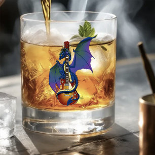 Blauwe Draak Sunburst Gitaar Muziek Whisky Glas
