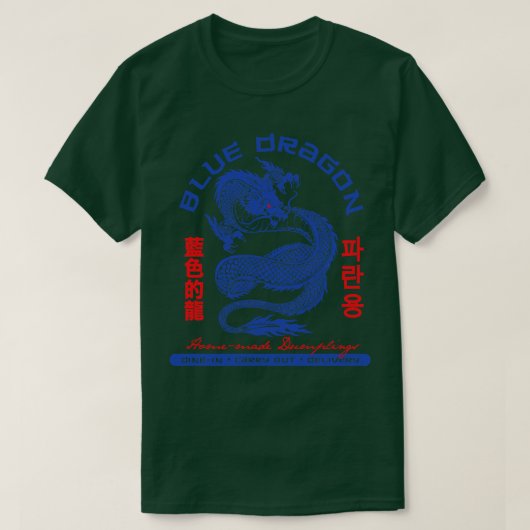 Blauwe draak t-shirt (Design voorkant)