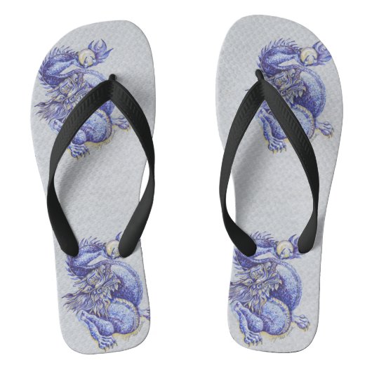 Blauwe Draak Teenslippers (Voetbed)