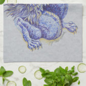 Blauwe draak theedoek (Gevouwen)