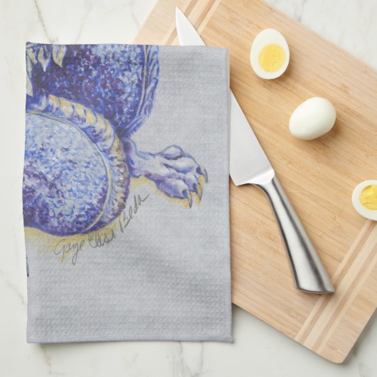 Blauwe draak theedoek (Quarter Fold)