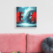 Blauwe Draak Tokio Canvas Afdruk (Insitu (Woonkamer))