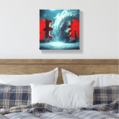 Blauwe Draak Tokio Canvas Afdruk (Insitu (Slaapkamer))