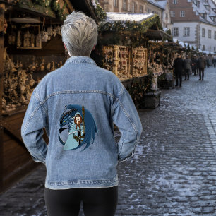  Blauwe Draak Tovenares Sneeuwvlokken Denim Jacket