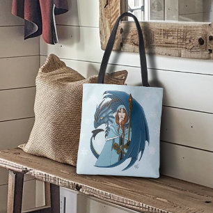 Blauwe Draak Tovenares Sneeuwvlokken Tote Bag