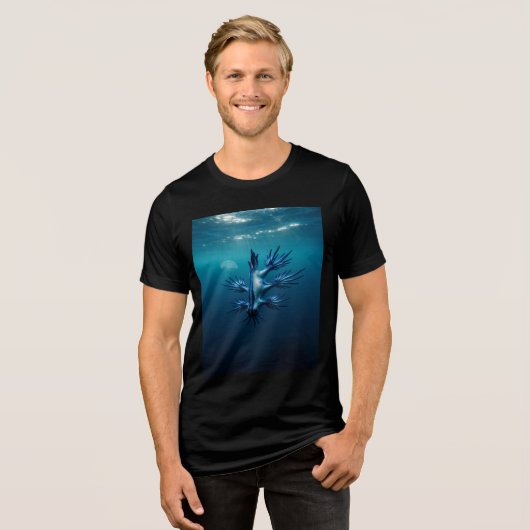 Blauwe Draak van het Zee Tri-Blend Shirt (Voorkant volledig)
