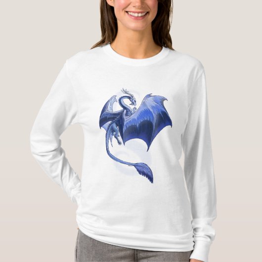 Blauwe draak van Winter Fantasy Art T-shirt (Voorkant)
