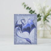 Blauwe draak van Winter Fantasy Natuur Art Briefkaart (Staand voorkant)