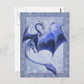 Blauwe draak van Winter Fantasy Natuur Art Briefkaart (Voorkant / Achterkant)