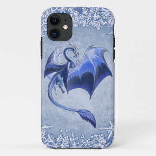 Blauwe draak van Winter Fantasy Natuur Art iPhone 11 Hoesje