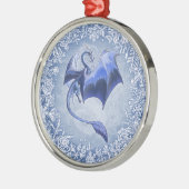 Blauwe draak van Winter Fantasy Natuur Art Metalen Ornament (Links)