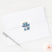 blauwe draak vierkante sticker (Envelop)