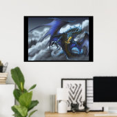 Blauwe draak - "vliegen bij nacht" poster (Thuiskantoor)