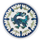  Blauwe Draak William de Morgan Keramische Knop (Voorkant)
