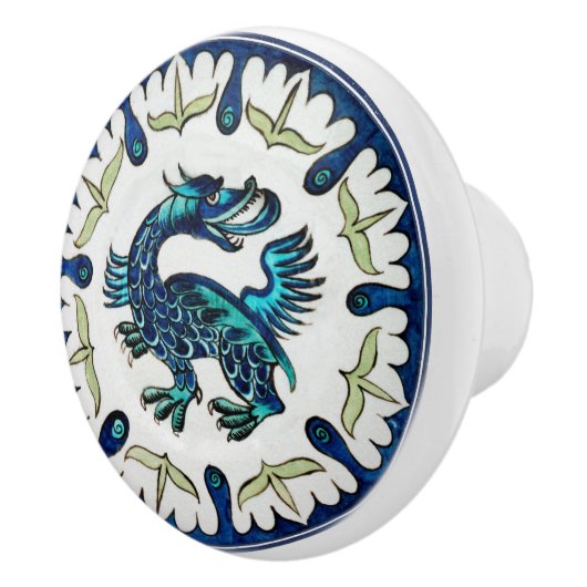  Blauwe Draak William de Morgan Keramische Knop (Rechts)