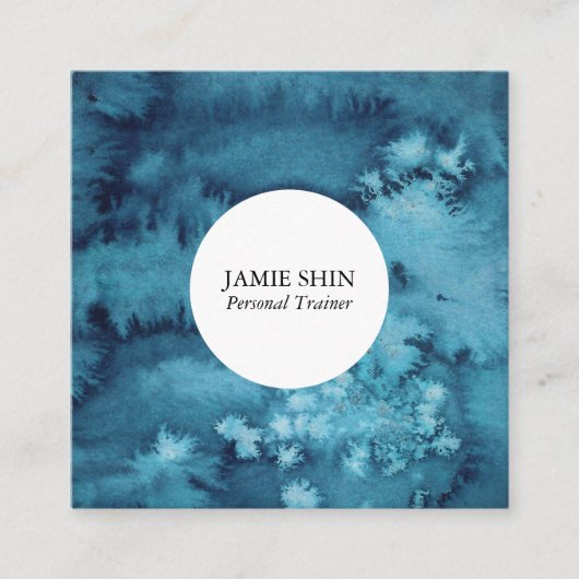 Blauwe draden getextureerd visitekaartje vierkant (Voorkant)