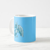 Blauwe dragon Cartoon Koffie Mok (Voorkant links)