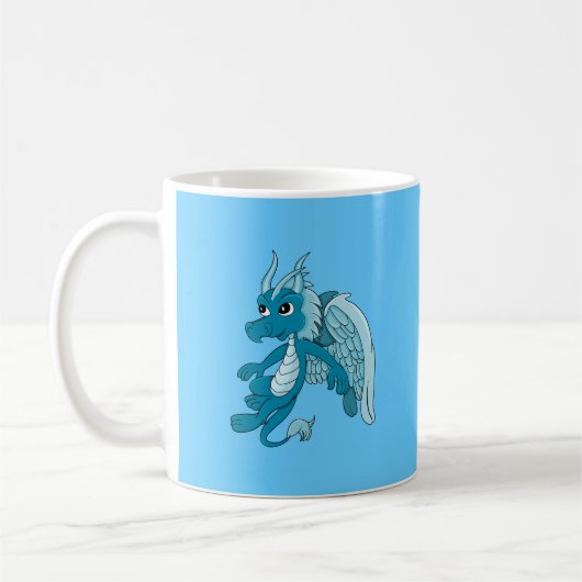 Blauwe dragon Cartoon Koffie Mok (Links)