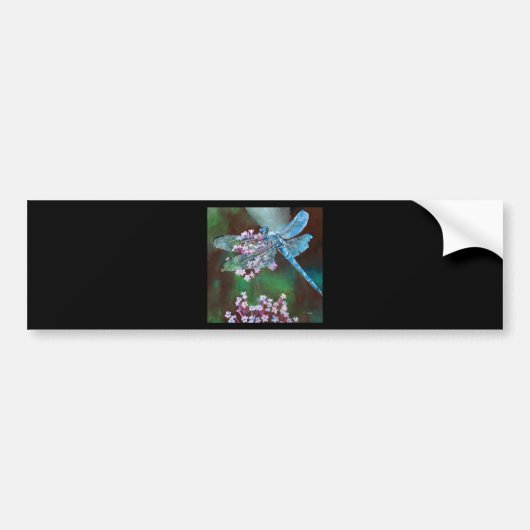 Blauwe dragonfly die op wilde knoflook rust bumpersticker (Voorkant)
