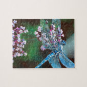 Blauwe dragonfly die op wilde knoflook rust legpuzzel (Horizontaal)