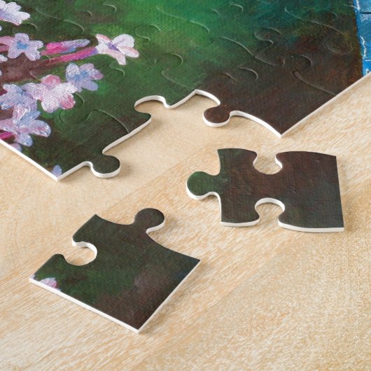 Blauwe dragonfly die op wilde knoflook rust legpuzzel (Zijkant)