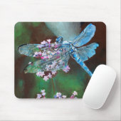 Blauwe dragonfly die op wilde knoflook rust muismat (Met muis)