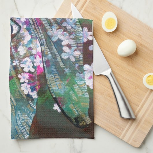 Blauwe dragonfly die op wilde knoflook rust theedoek (Quarter Fold)