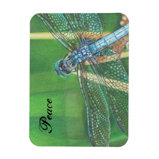 Blauwe Dragonfly kleur potlood kunst op Magnet Magneet (Verticaal)