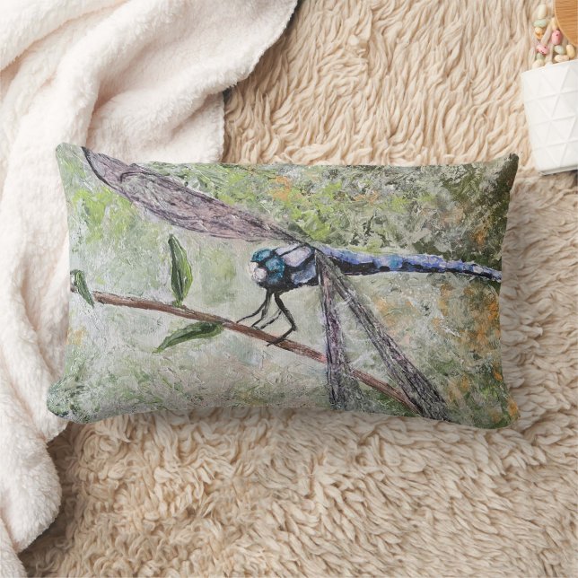 Blauwe dragonfly lumbar Pillow Kussen (Deken)